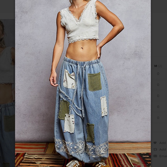 POL “ Haiti 3 “ POL Gauze Joggers with Embroidered Detail 37 - Picture 6 of 6